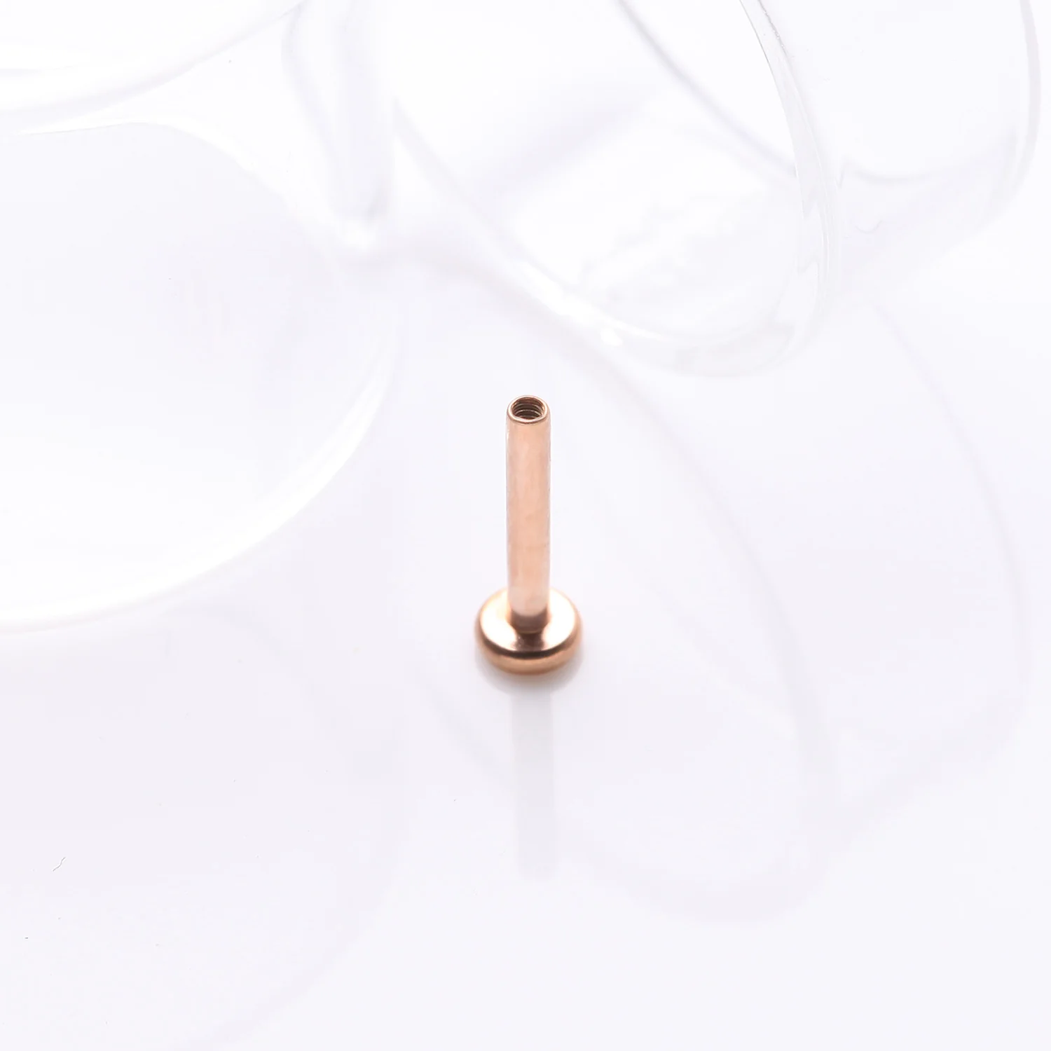 Implant Grade Titanium Rose Gold Internally Threaded Labret Stud Bar Part - Image 2