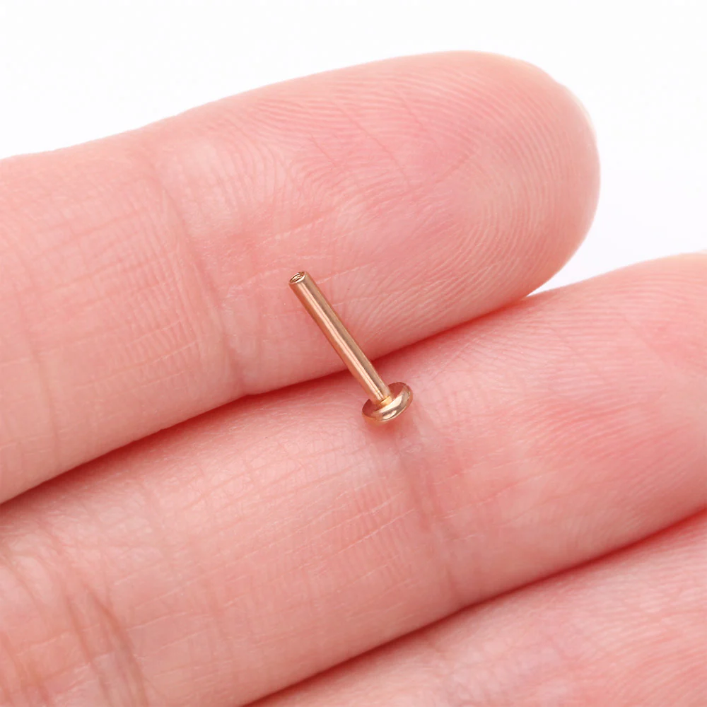 Implant Grade Titanium Rose Gold Internally Threaded Labret Stud Bar Part - Image 3