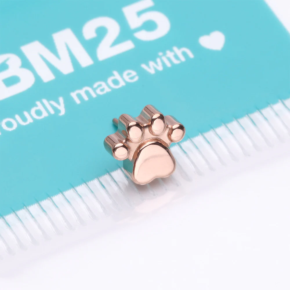 Implant Grade Titanium OneFit Threadless Rose Gold Adorable Paw Top Part - Image 4