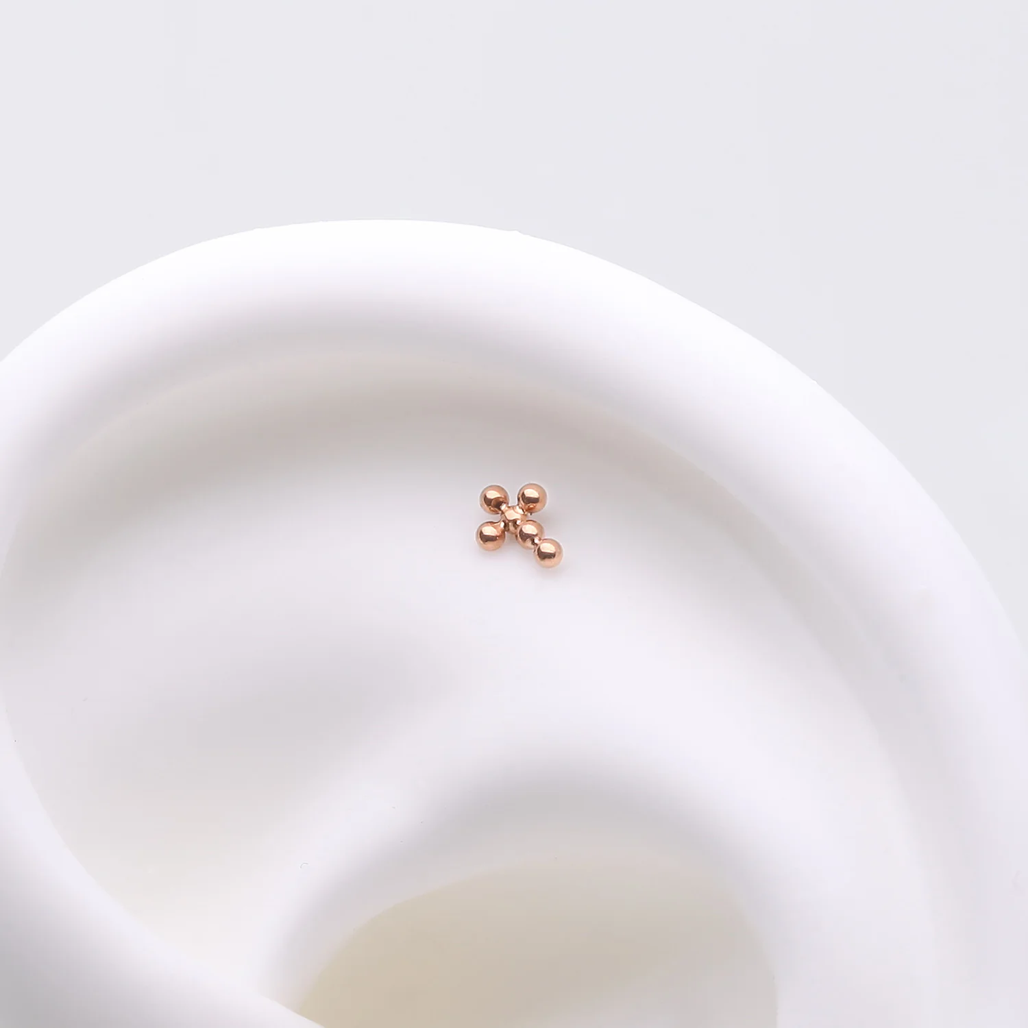 Implant Grade Titanium OneFit Threadless Rose Gold Beaded Ball Cross Top Part - Image 2