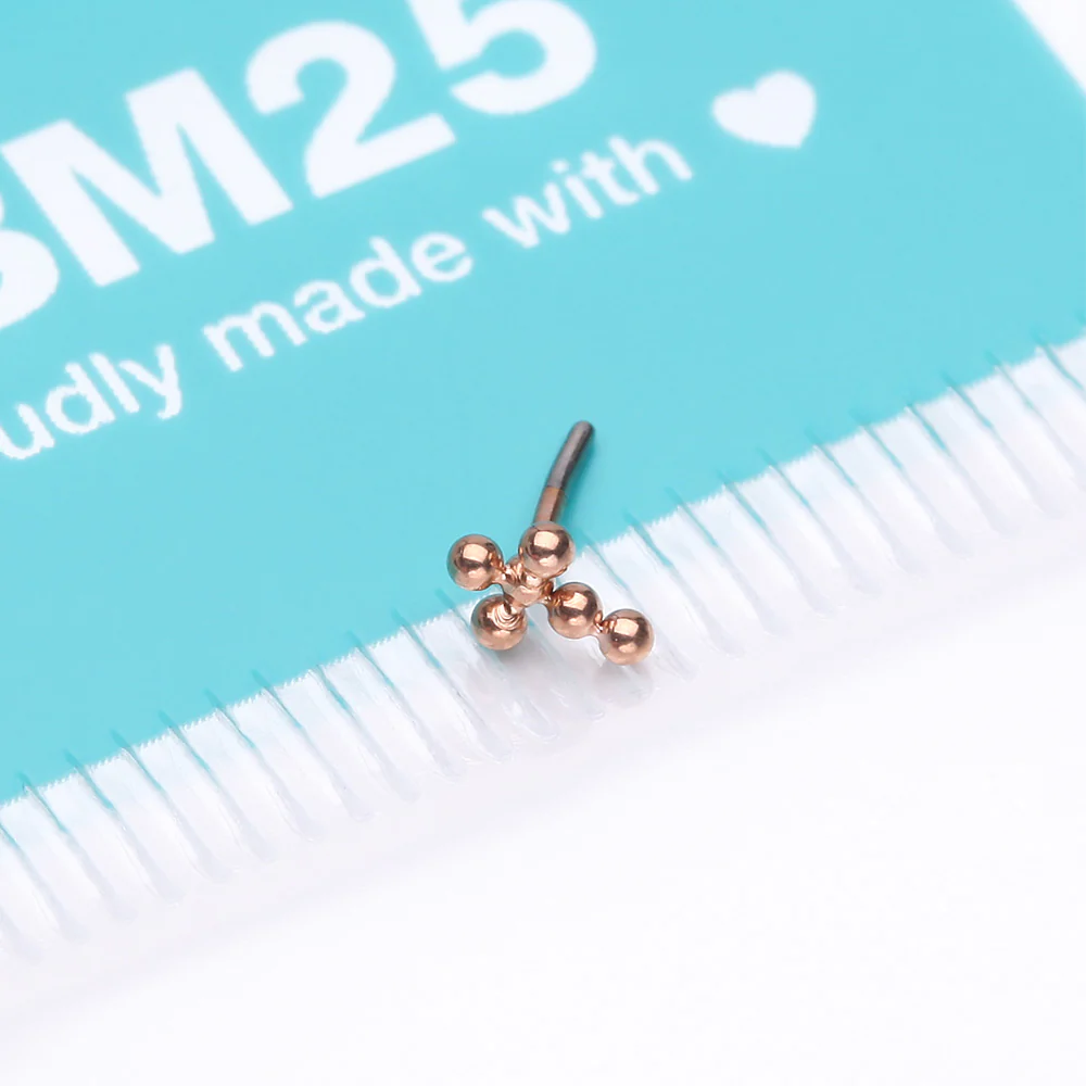 Implant Grade Titanium OneFit Threadless Rose Gold Beaded Ball Cross Top Part - Image 4