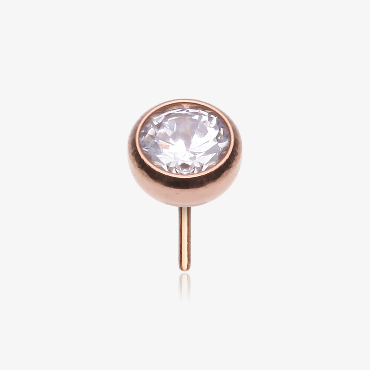 Implant Grade Titanium OneFit Threadless Rose Gold Bezel Set Sparkle Gem Top Part