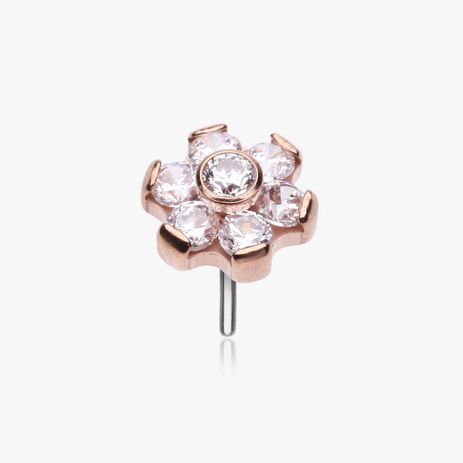 Implant Grade Titanium OneFit Threadless Rose Gold Brilliant Sparkle Flower Top Part