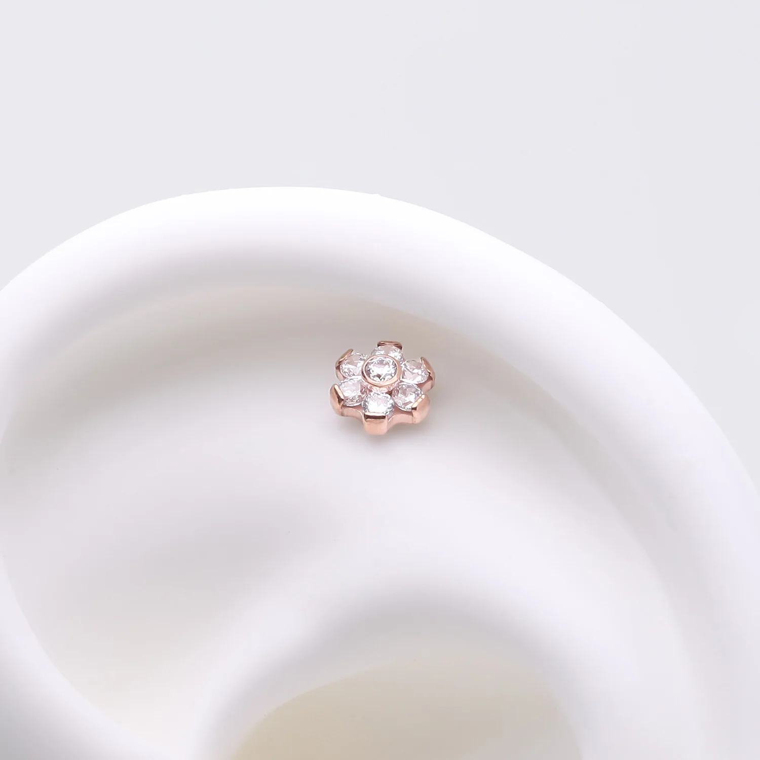 Implant Grade Titanium OneFit Threadless Rose Gold Brilliant Sparkle Flower Top Part - Image 2