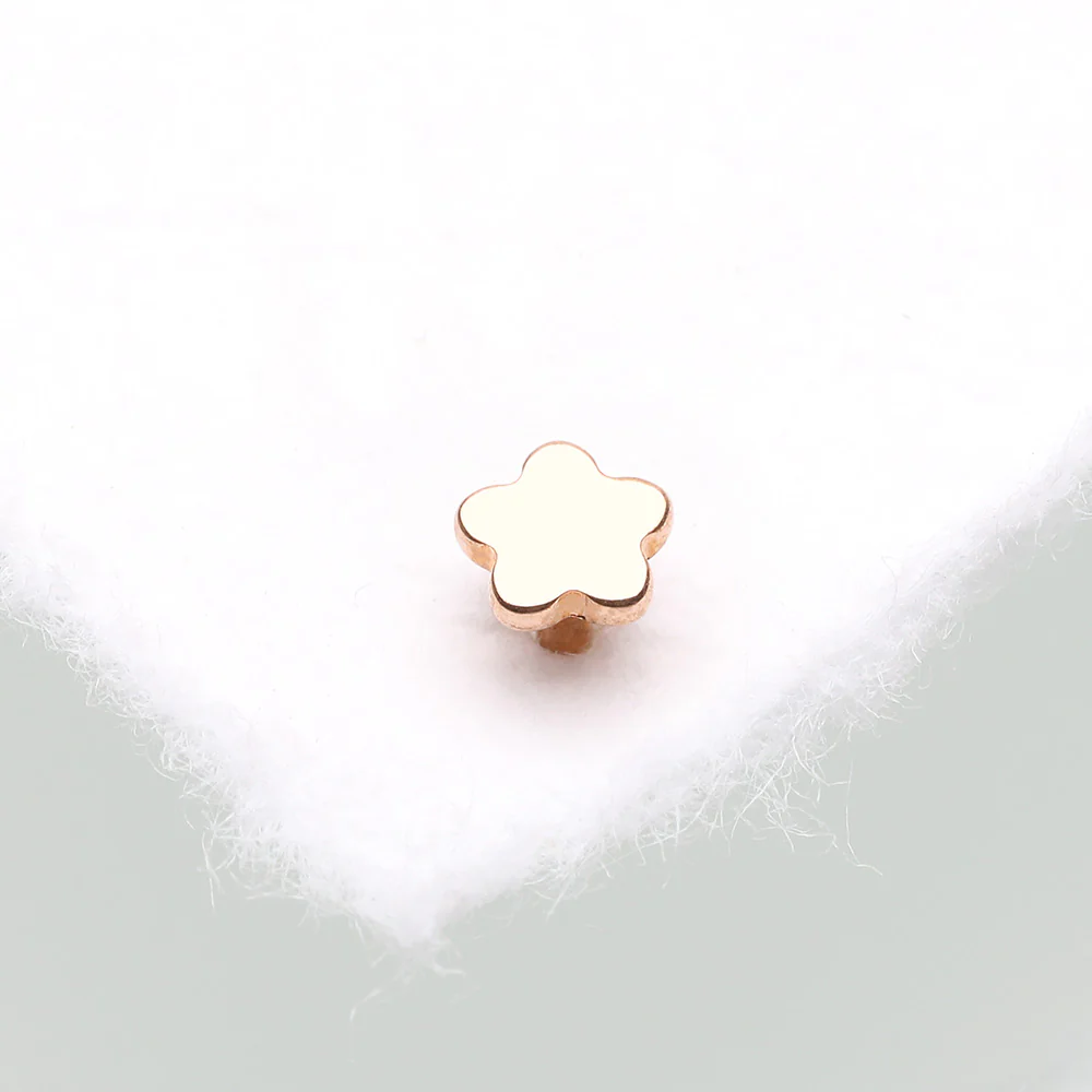 Implant Grade Titanium OneFit Threadless Rose Gold Flower Base Flat Back Stud Labret Bar Part - Image 3