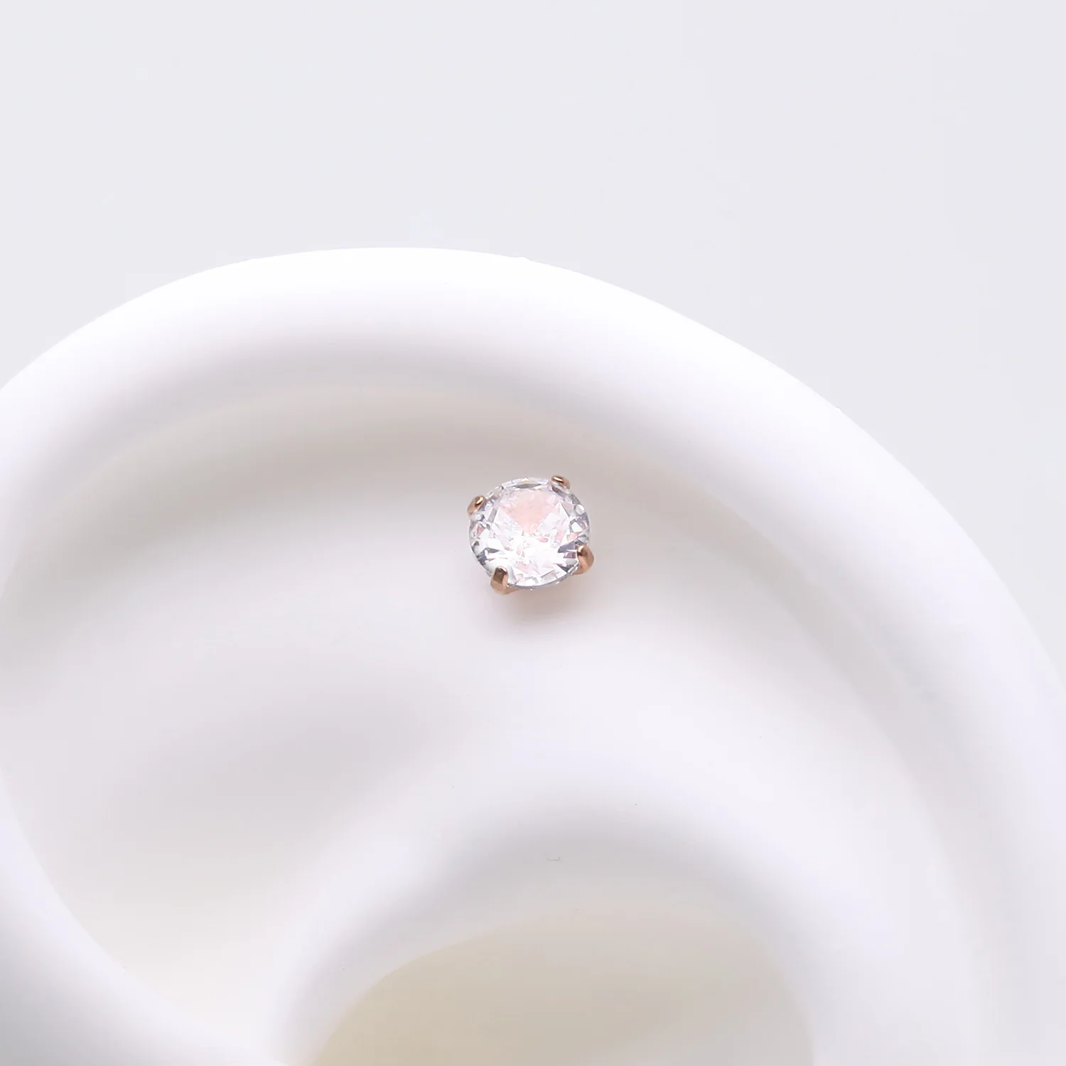 Implant Grade Titanium OneFit Threadless Rose Gold Prong Set Sparkle Gem Top Part - Image 2