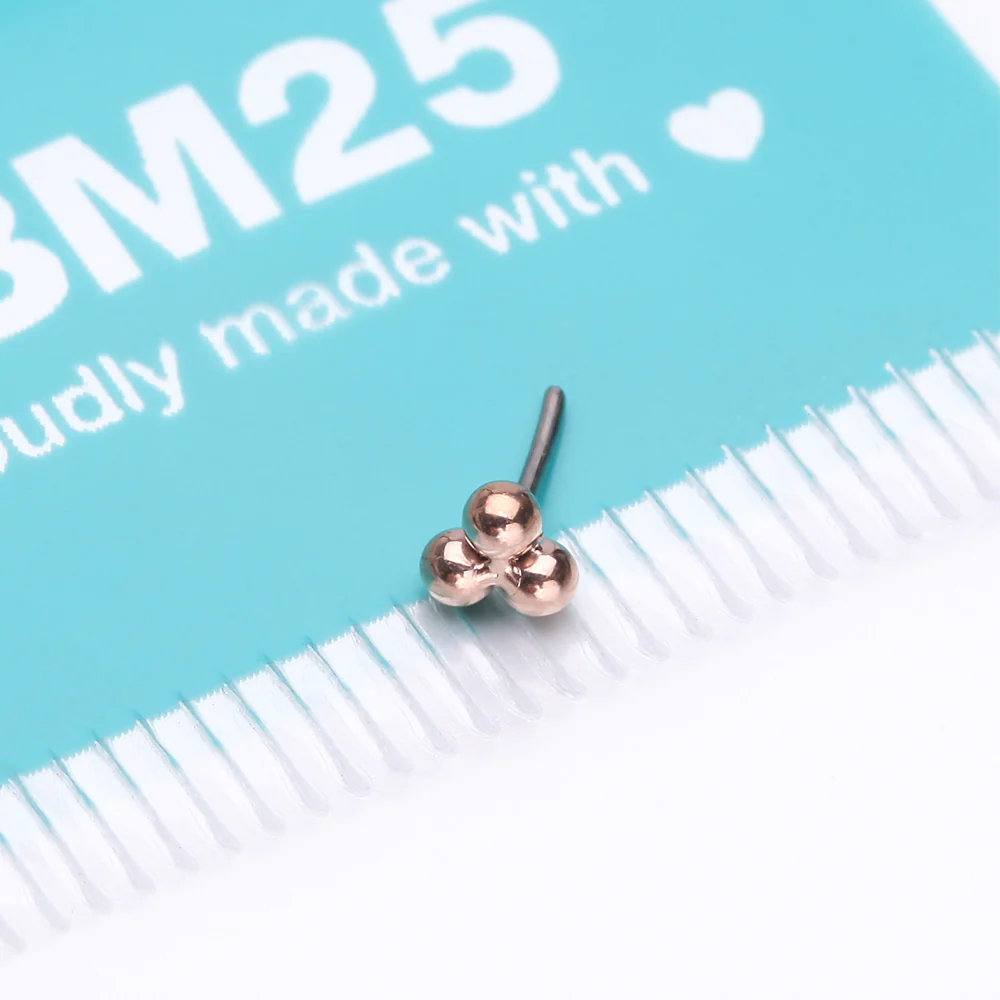 Implant Grade Titanium OneFit Threadless Rose Gold Trinity Bali Beads Top Part - Image 4