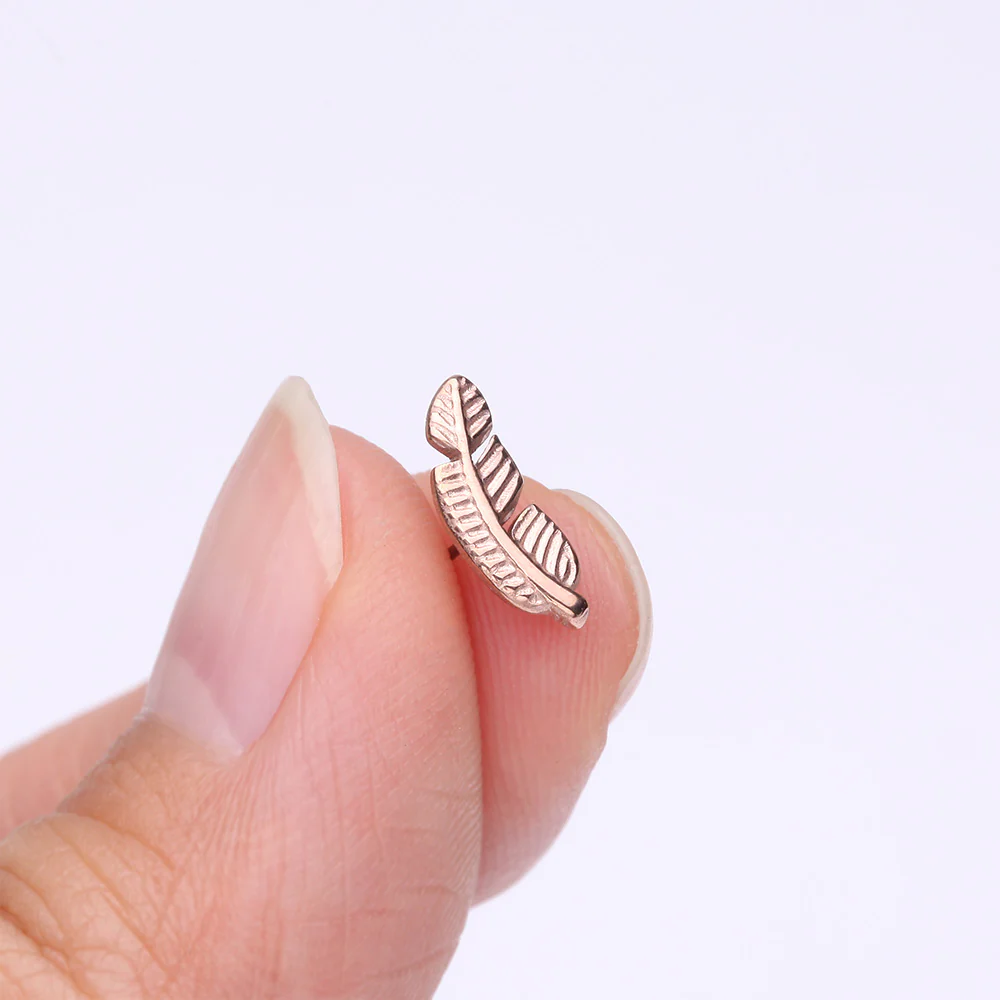 Implant Grade Titanium OneFit Threadless Rose Gold Vintage Leaf Top Part - Image 2