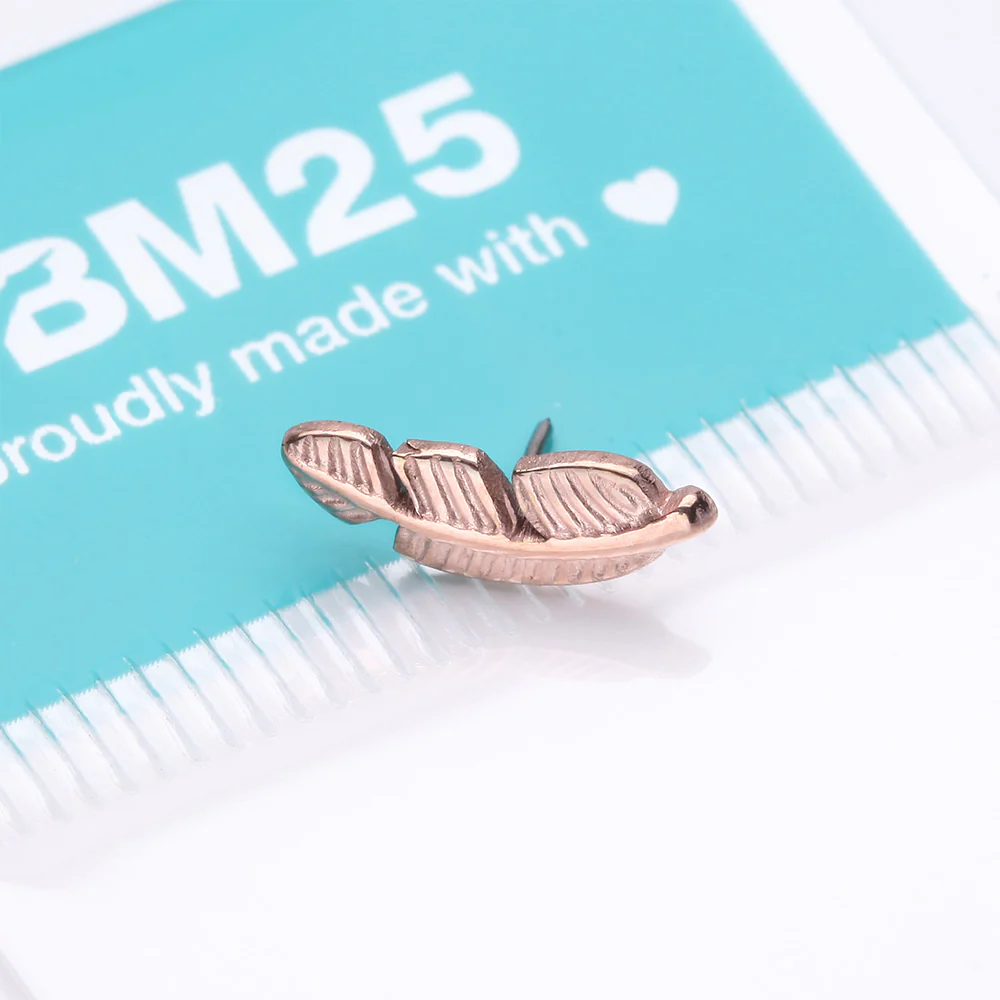 Implant Grade Titanium OneFit Threadless Rose Gold Vintage Leaf Top Part - Image 3