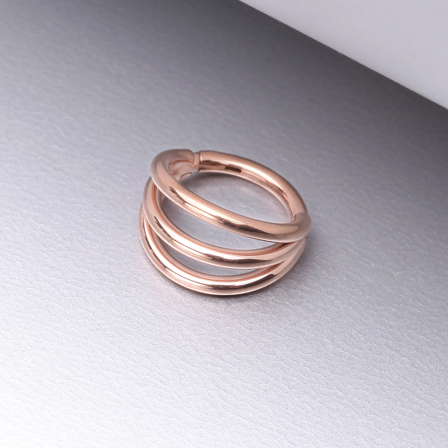 Implant Grade Titanium Rose Gold Triple Row Hoops Steel Seamless Clicker Hoop Ring - Image 2