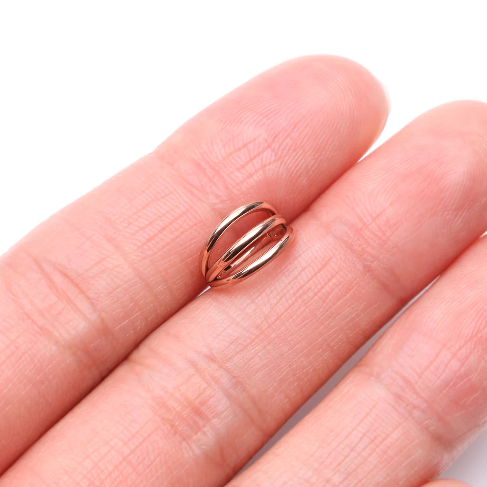 Implant Grade Titanium Rose Gold Triple Row Hoops Steel Seamless Clicker Hoop Ring - Image 3