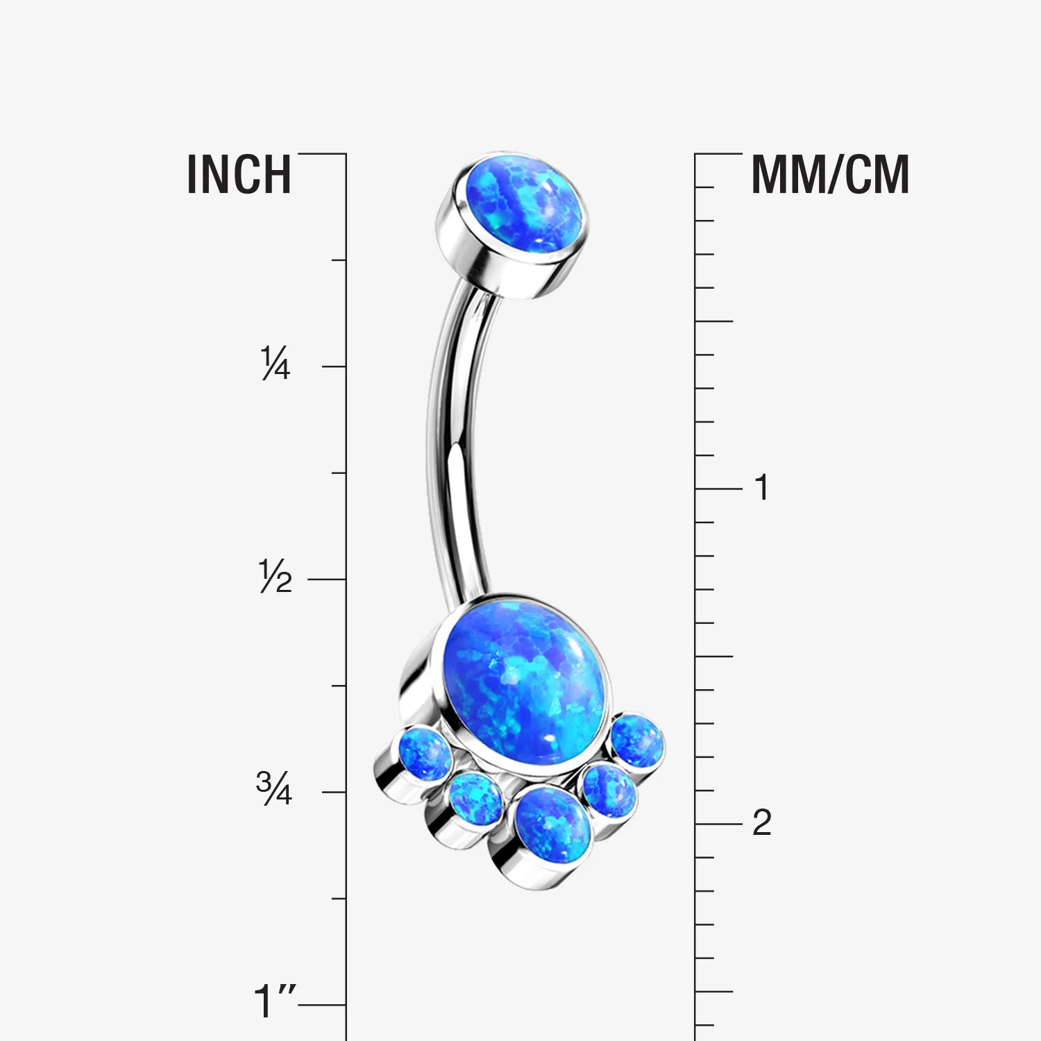 Implant Grade Titanium Royal Bali Fire Opal Internally Threaded Belly Button Ring - Image 2