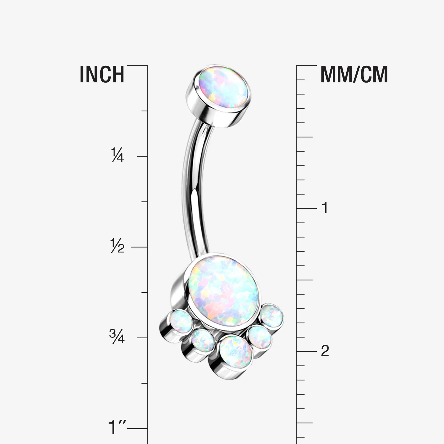 Implant Grade Titanium Royal Bali Fire Opal Internally Threaded Belly Button Ring - Image 2