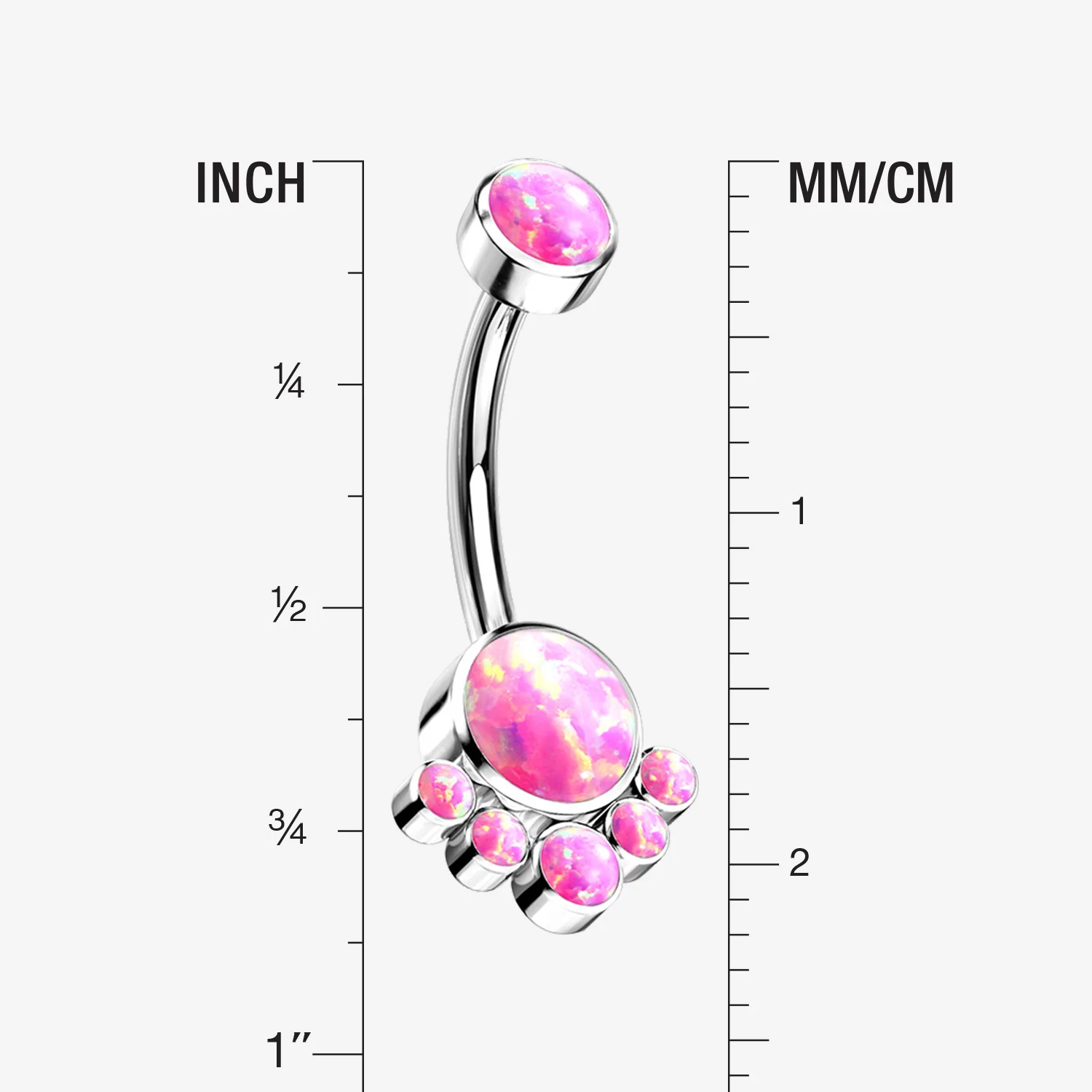 Implant Grade Titanium Royal Bali Fire Opal Internally Threaded Belly Button Ring - Image 2