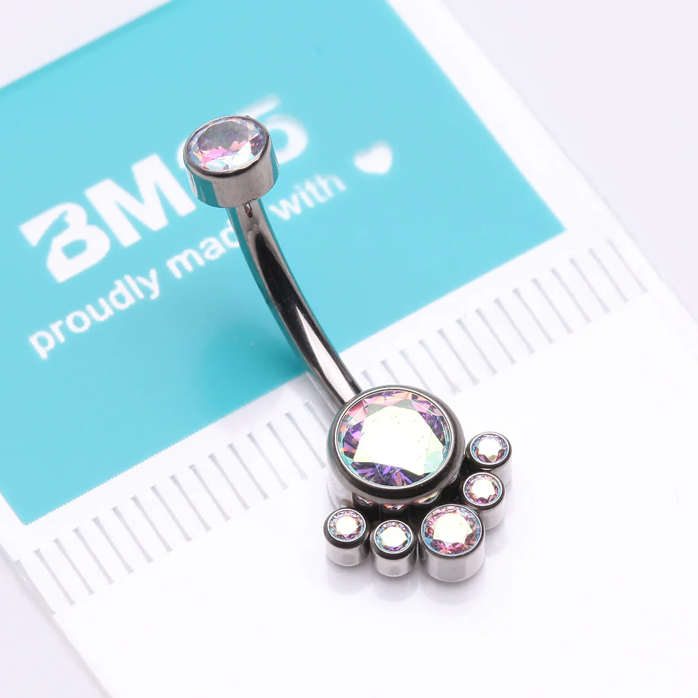 Implant Grade Titanium Royal Bali Sparkle Internally Threaded Belly Button Ring - Image 4