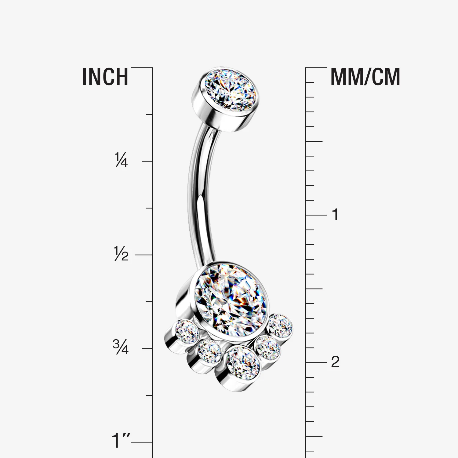 Implant Grade Titanium Royal Bali Sparkle Internally Threaded Belly Button Ring - Image 2