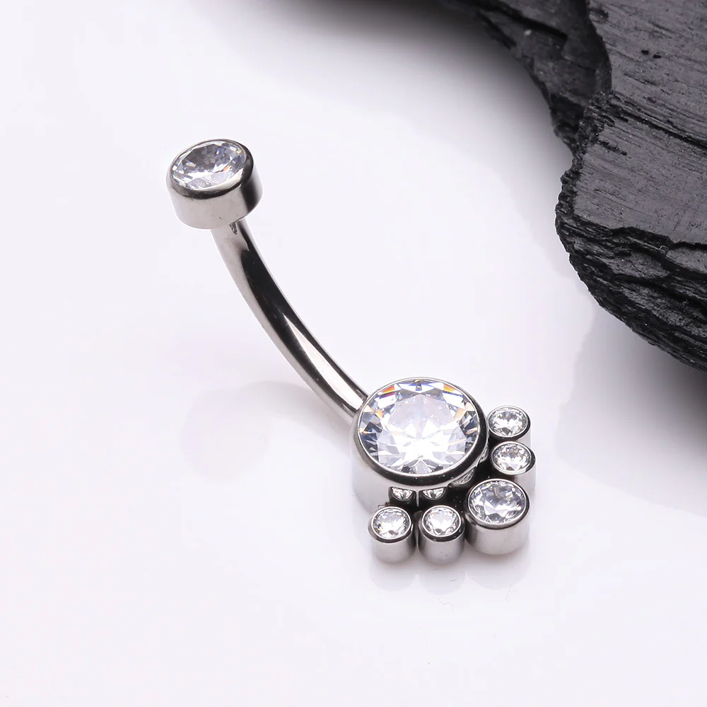 Implant Grade Titanium Royal Bali Sparkle Internally Threaded Belly Button Ring - Image 3