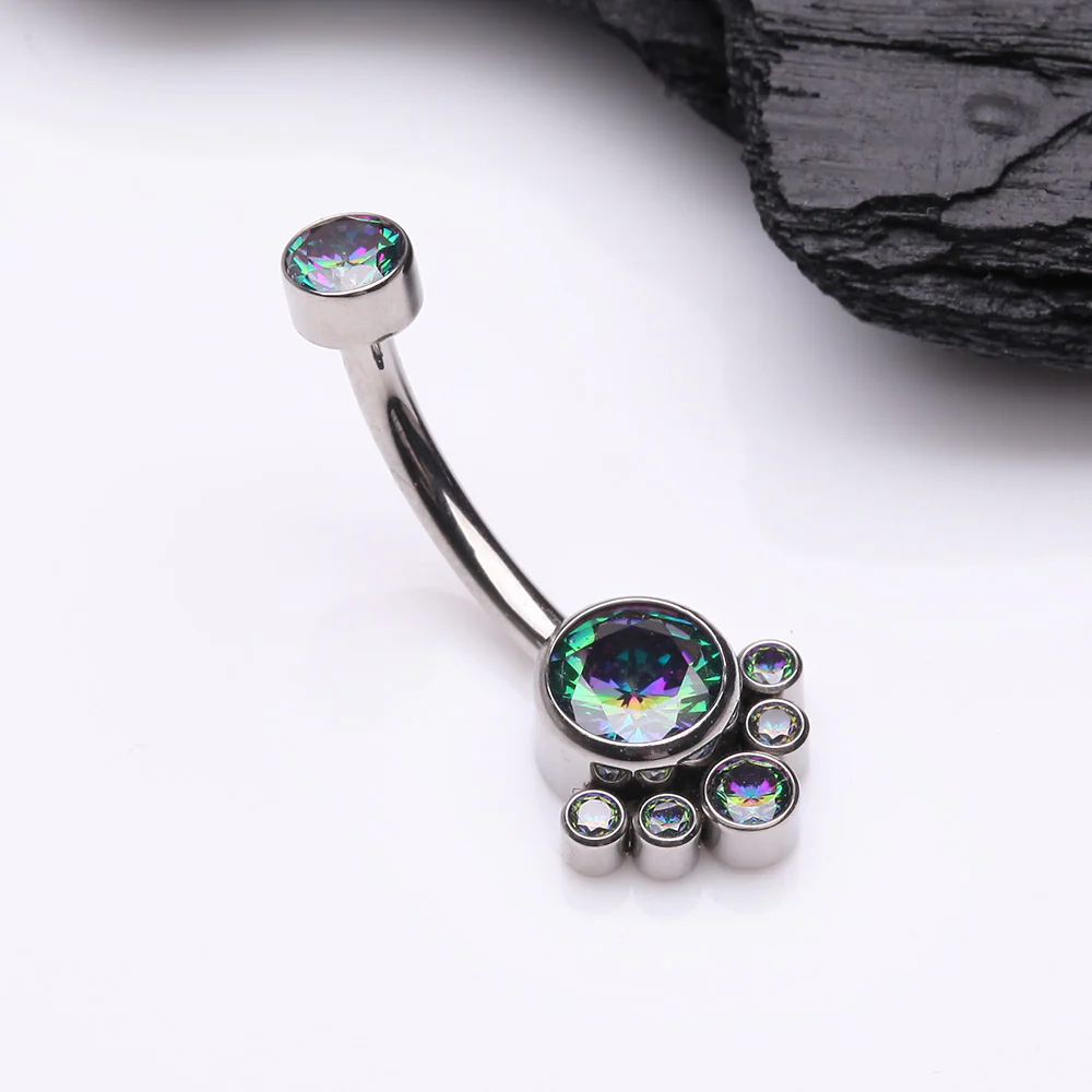 Implant Grade Titanium Royal Bali Sparkle Internally Threaded Belly Button Ring - Image 3
