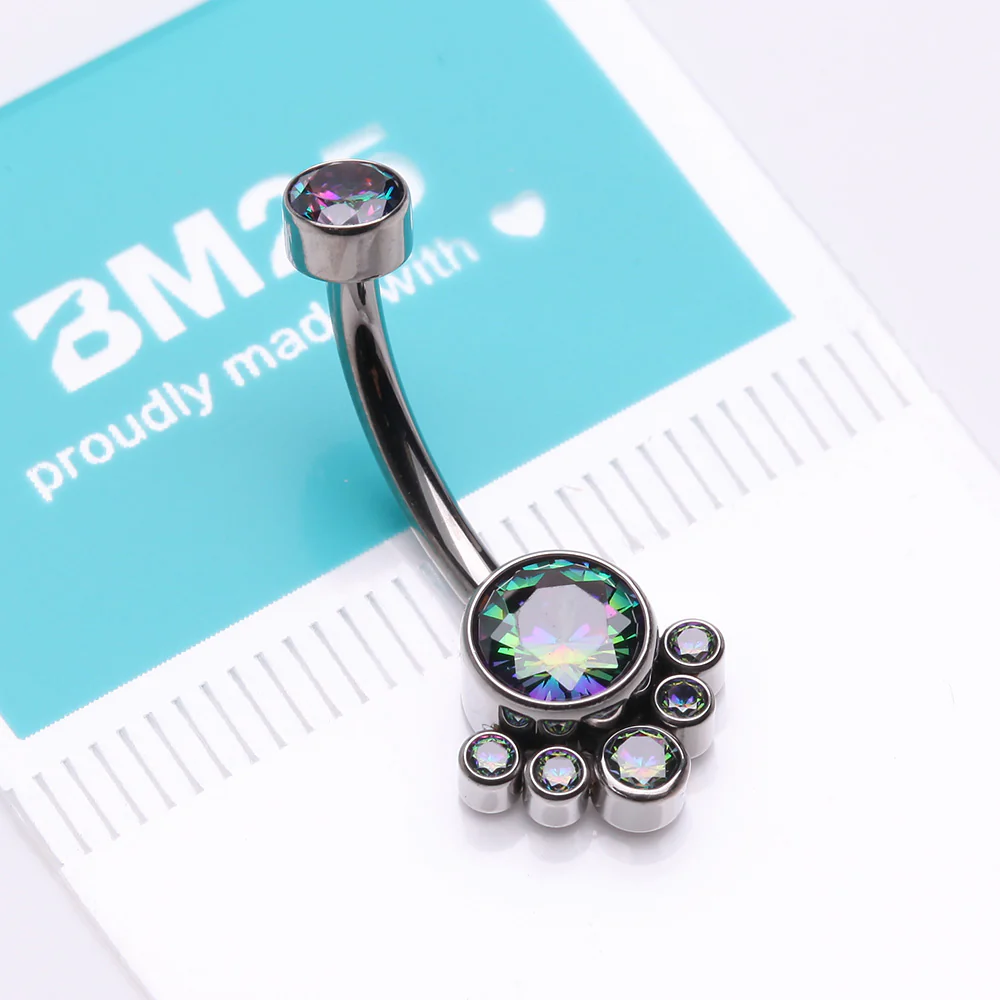 Implant Grade Titanium Royal Bali Sparkle Internally Threaded Belly Button Ring - Image 4