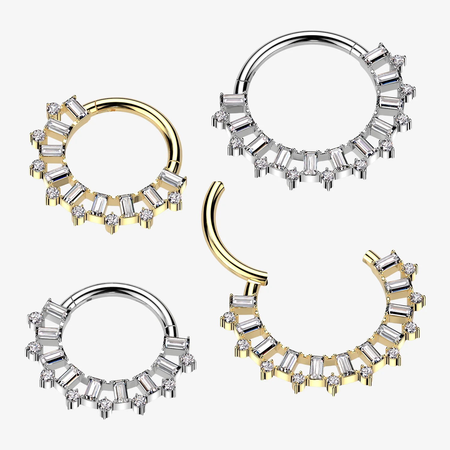 Implant Grade Titanium Royal Radial Sparkle Clicker Hoop Ring - Image 2