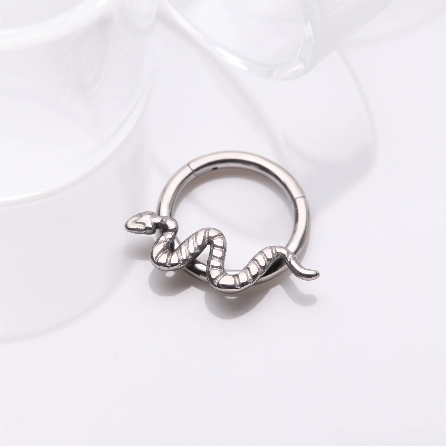 Implant Grade Titanium Snake Swiggle Clicker Hoop Ring - Image 2