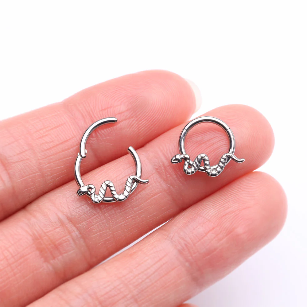 Implant Grade Titanium Snake Swiggle Clicker Hoop Ring - Image 3