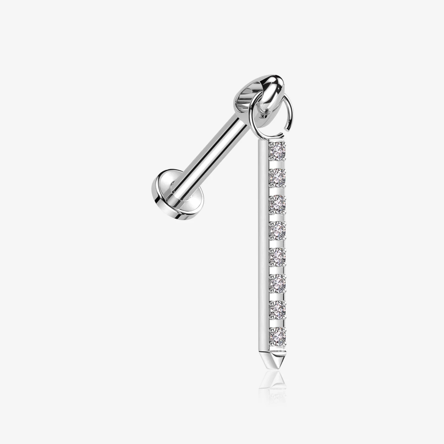 Implant Grade Titanium Sparkle Bar Dangle Internally Threaded Labret