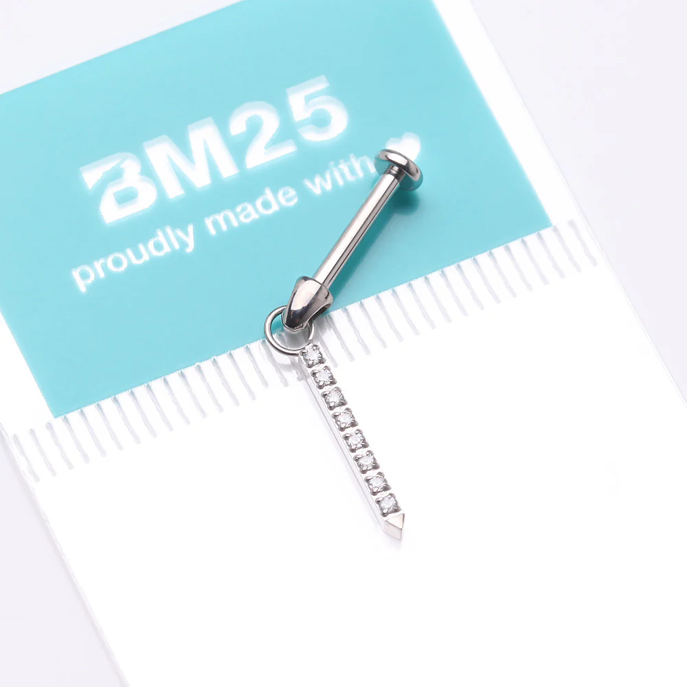 Implant Grade Titanium Sparkle Bar Dangle Internally Threaded Labret - Image 5