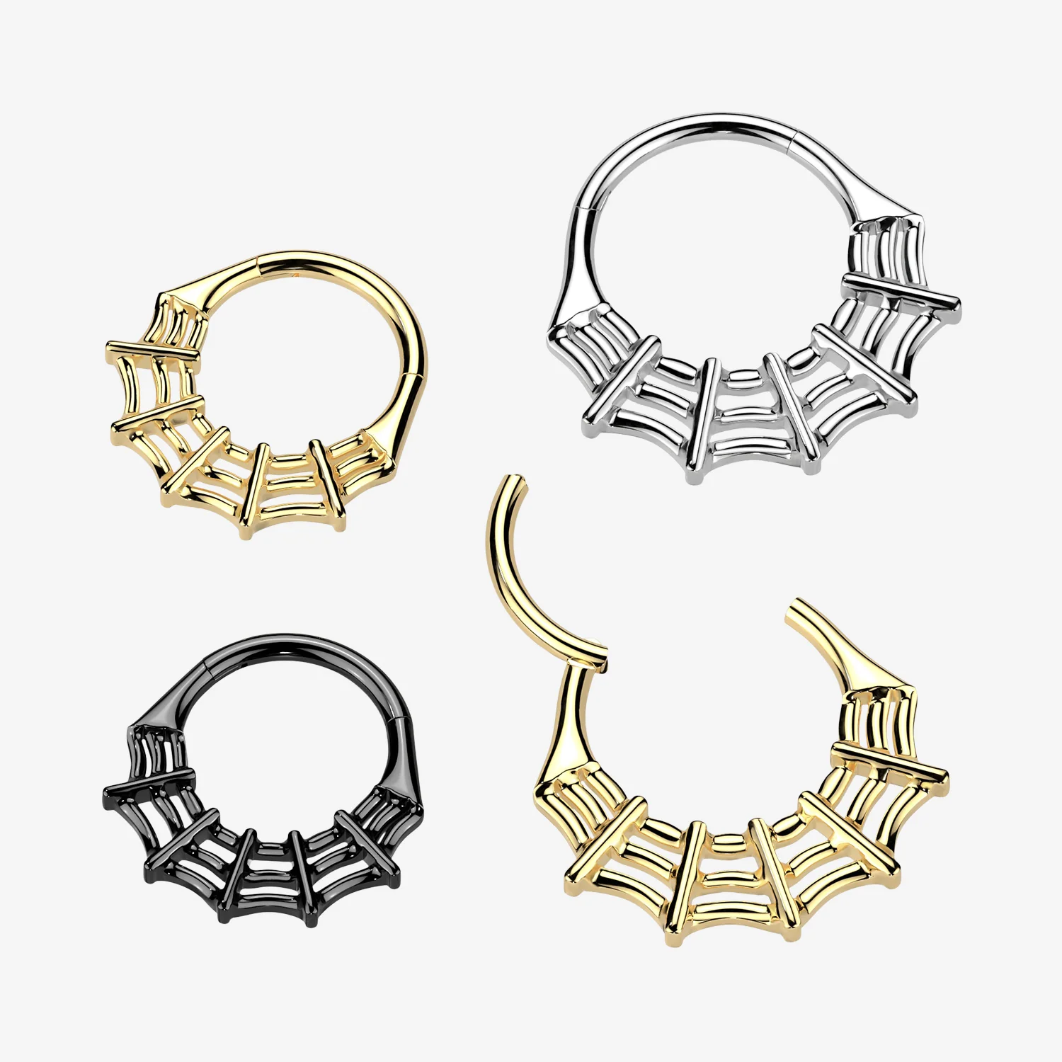 Implant Grade Titanium Spider Web Clicker Hoop Ring - Image 2