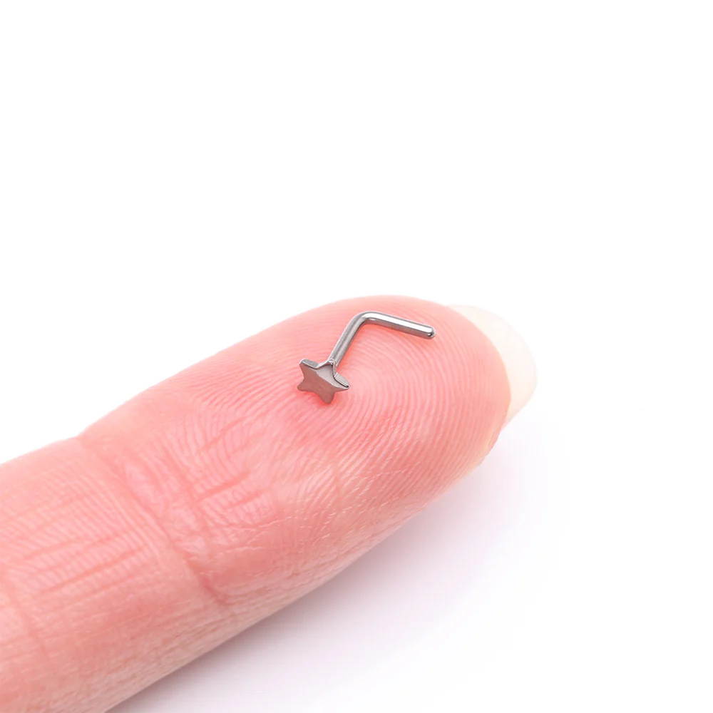 Implant Grade Titanium Star Icon L-Shaped Nose Ring - Image 3