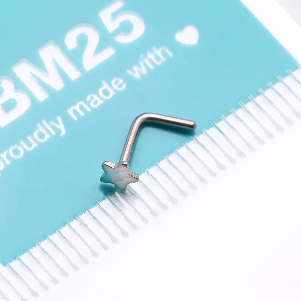 Implant Grade Titanium Star Icon L-Shaped Nose Ring - Image 5