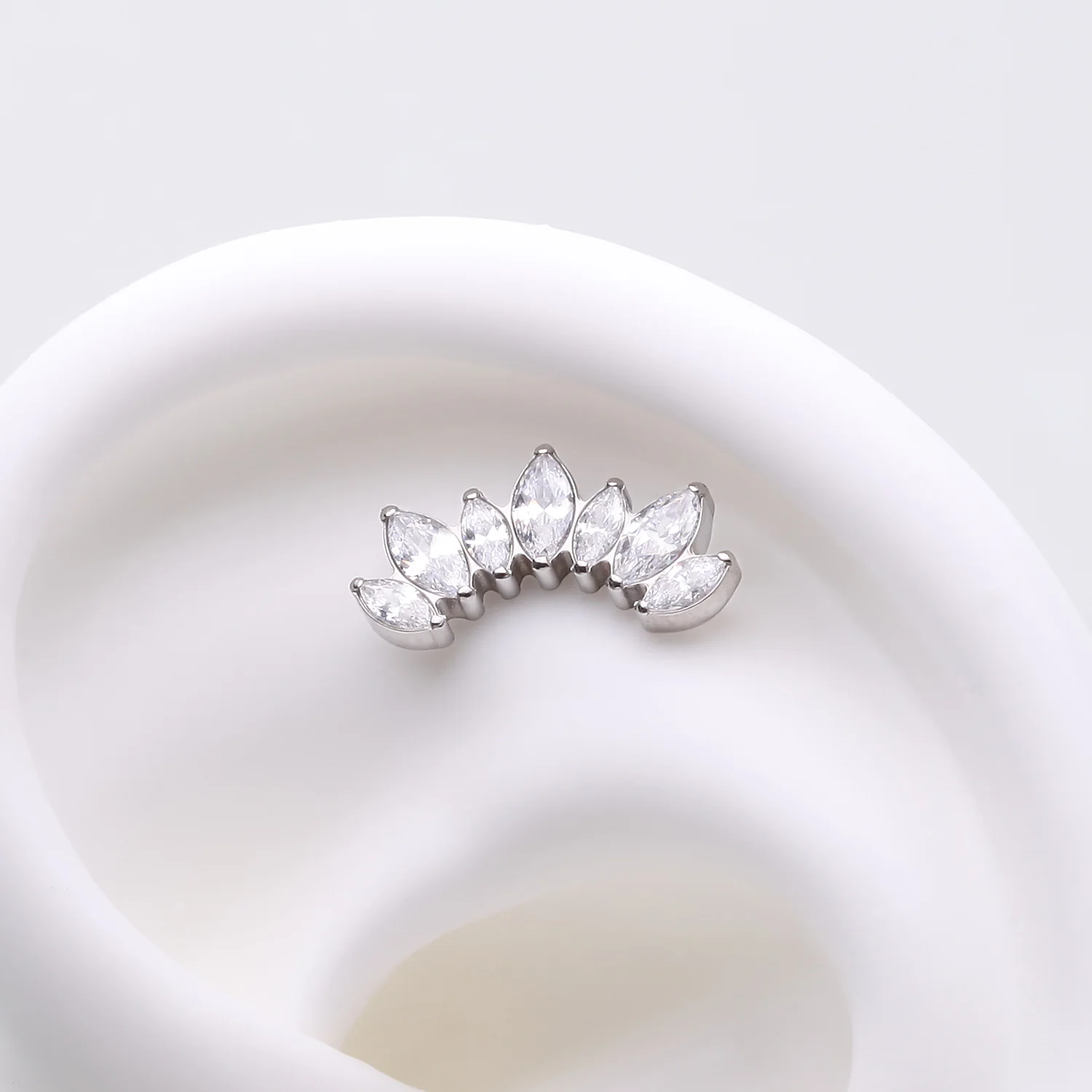 Implant Grade Titanium OneFit Threadless Marquise Floral Journey Brilliance Top Part - Image 2
