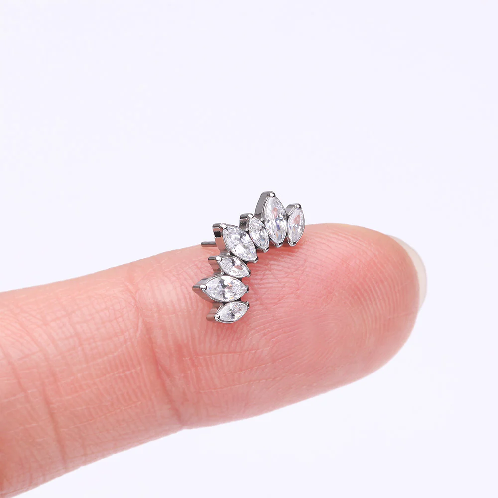Implant Grade Titanium OneFit Threadless Marquise Floral Journey Brilliance Top Part - Image 3