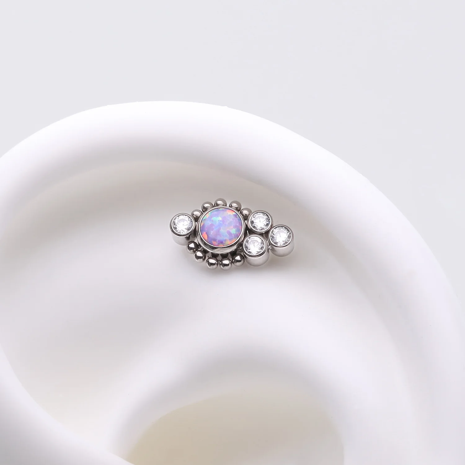 Implant Grade Titanium OneFit Threadless Bali Beaded Monarch Fire Opal Sparkle Top Part - Image 2