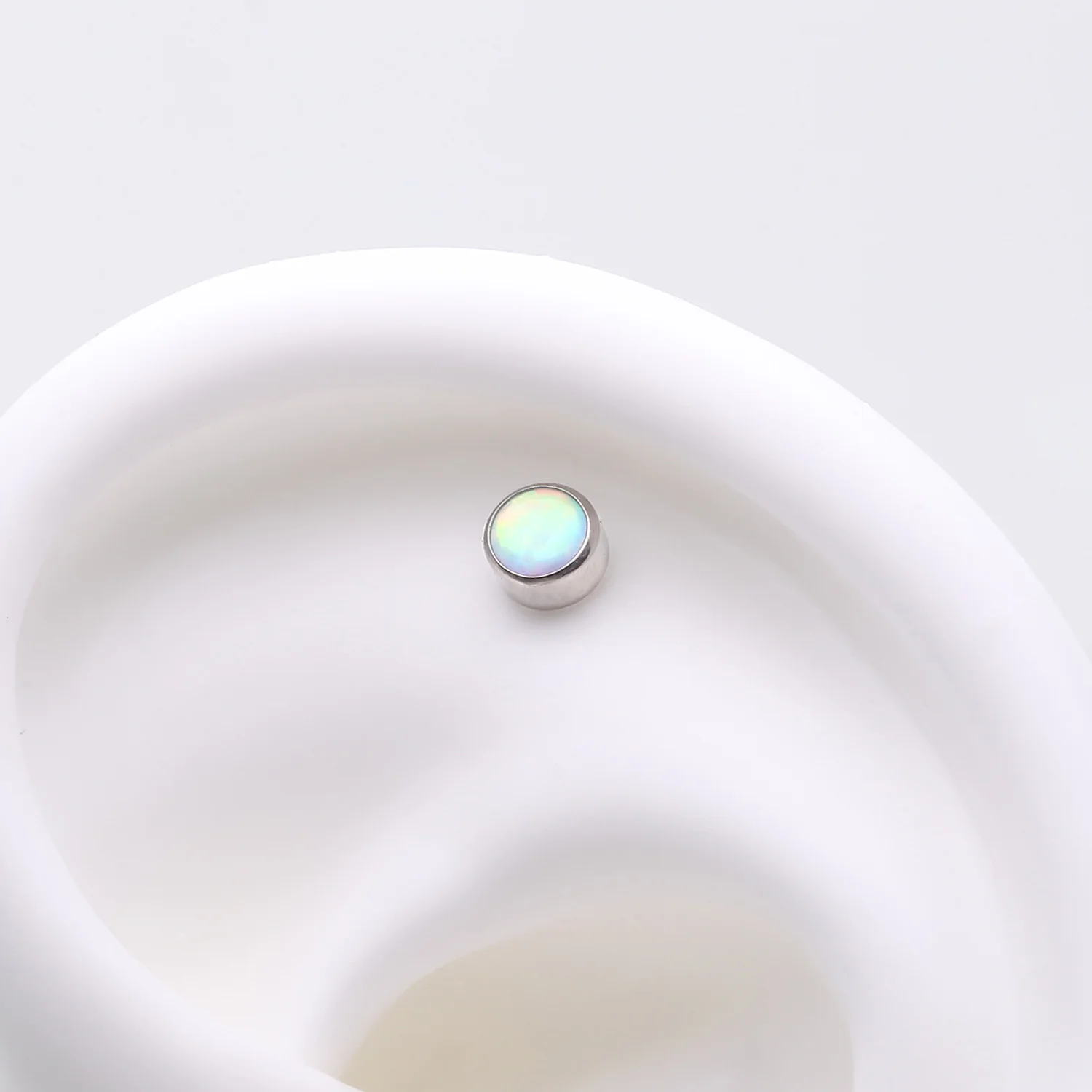 Implant Grade Titanium OneFit Threadless Bezel Round Fire Opal Sparkle Top Part - Image 2