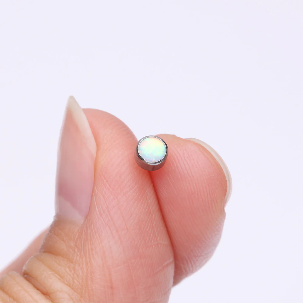 Implant Grade Titanium OneFit Threadless Bezel Round Fire Opal Sparkle Top Part - Image 3