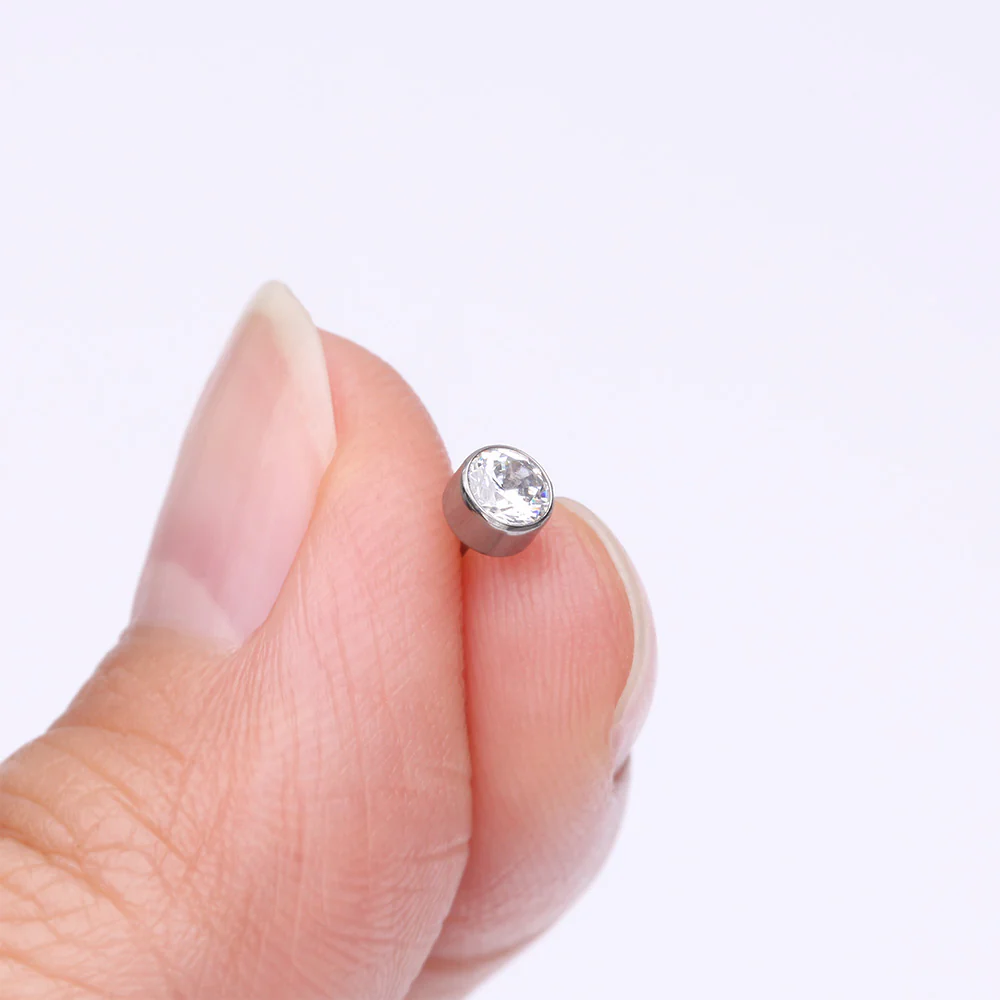 Implant Grade Titanium OneFit Threadless Bezel Round Gem Sparkle Top Part - Image 3