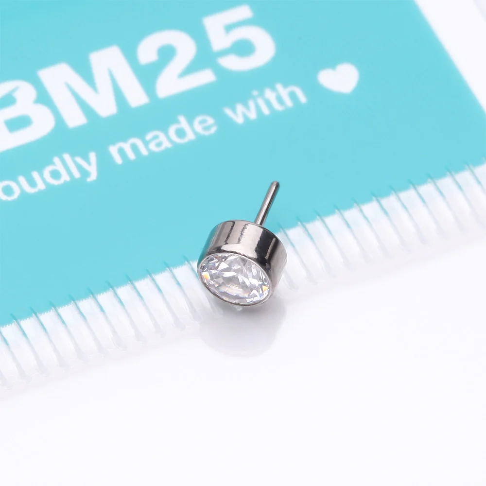 Implant Grade Titanium OneFit Threadless Bezel Round Gem Sparkle Top Part - Image 4