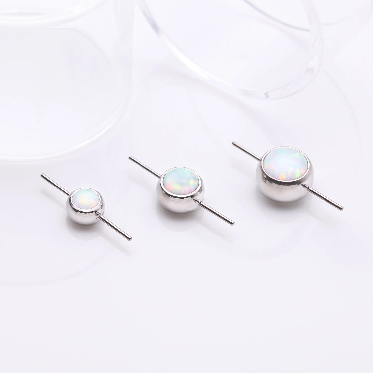 Implant Grade Titanium OneFit Threadless Bezel Set Fire Opal Connector Bridge Part - Image 2
