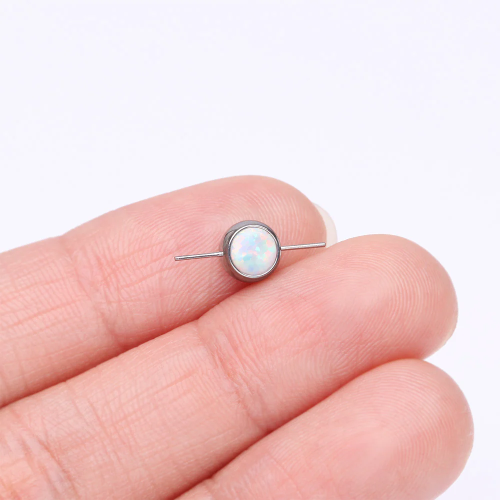 Implant Grade Titanium OneFit Threadless Bezel Set Fire Opal Connector Bridge Part - Image 3