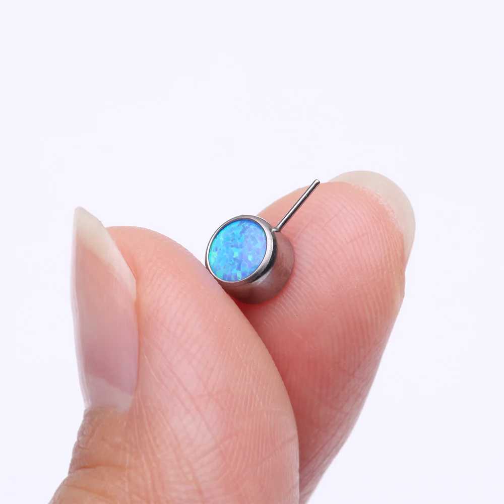 Implant Grade Titanium OneFit Threadless Bezel Set Fire Opal Front Facing Part - Image 3