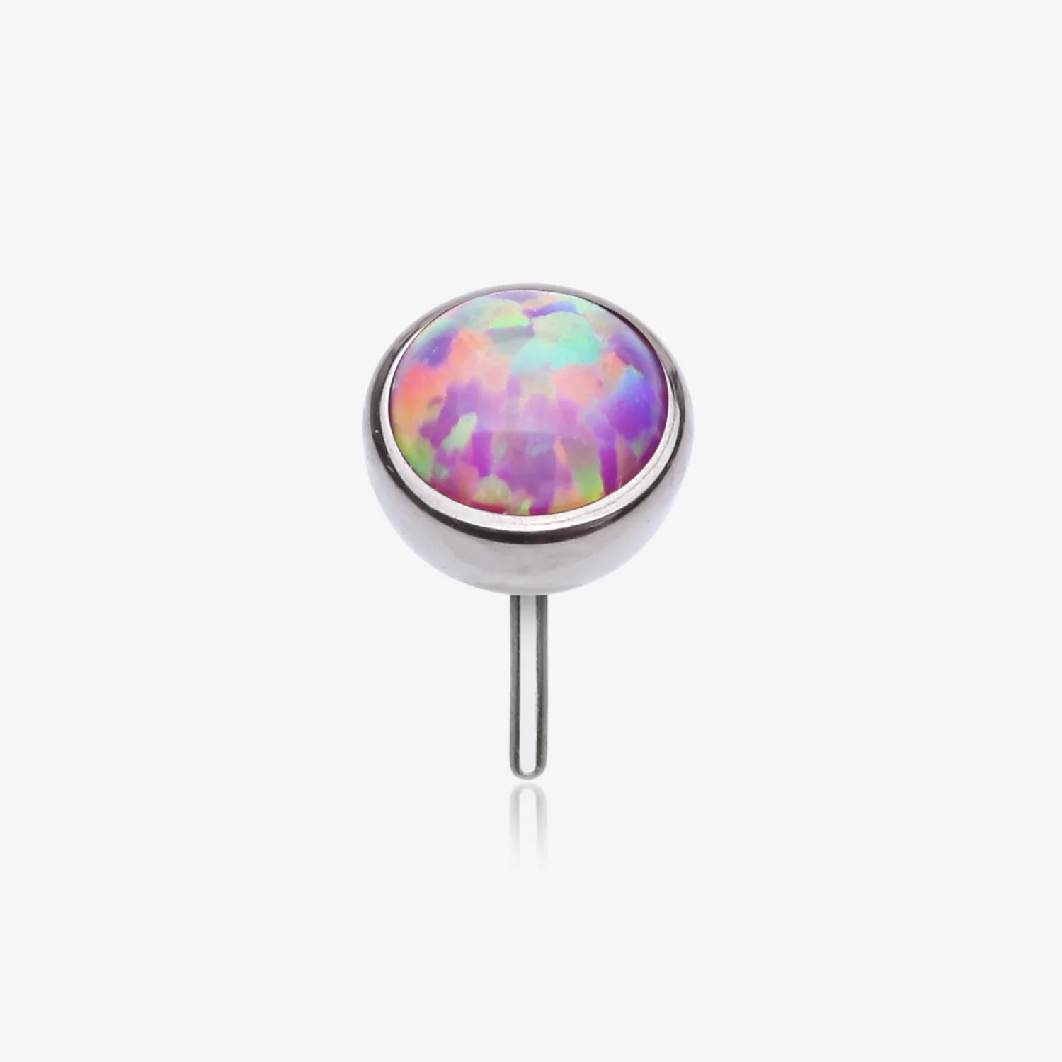 Implant Grade Titanium OneFit Threadless Bezel Set Fire Opal Top Part