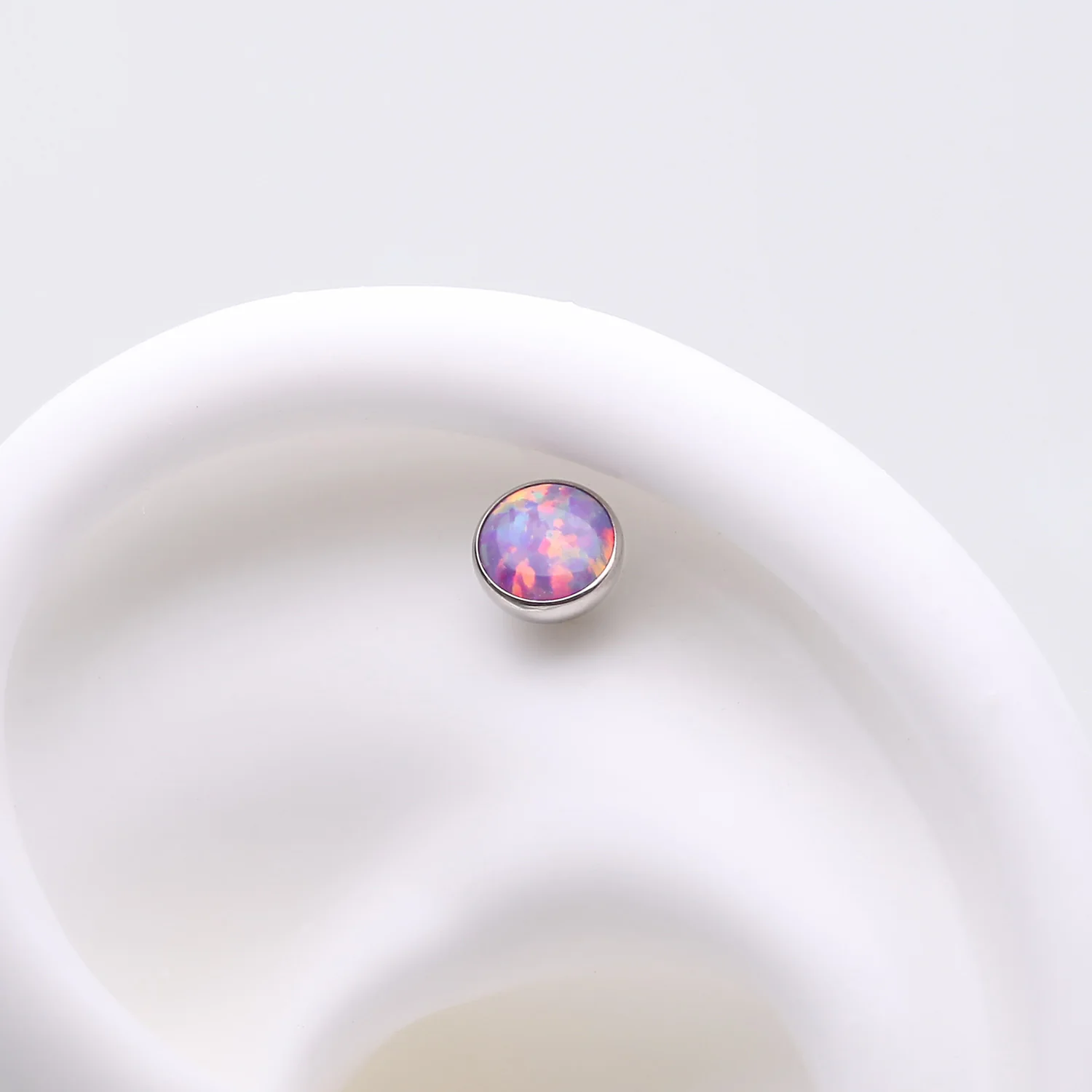 Implant Grade Titanium OneFit Threadless Bezel Set Fire Opal Top Part