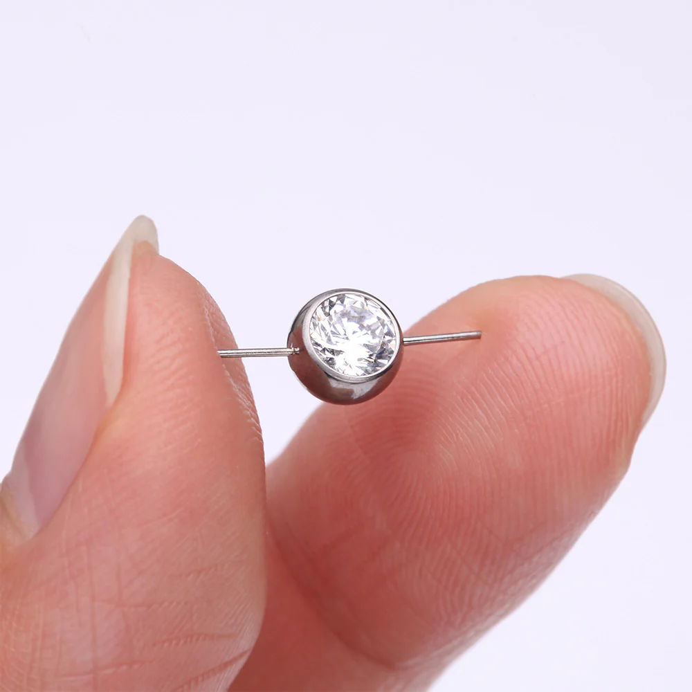 Implant Grade Titanium OneFit Threadless Bezel Set Sparkle Gem Connector Bridge Part - Image 3