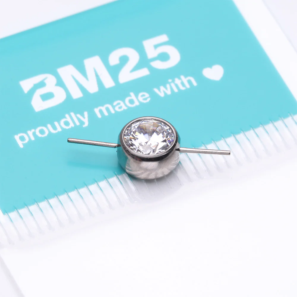 Implant Grade Titanium OneFit Threadless Bezel Set Sparkle Gem Connector Bridge Part - Image 4