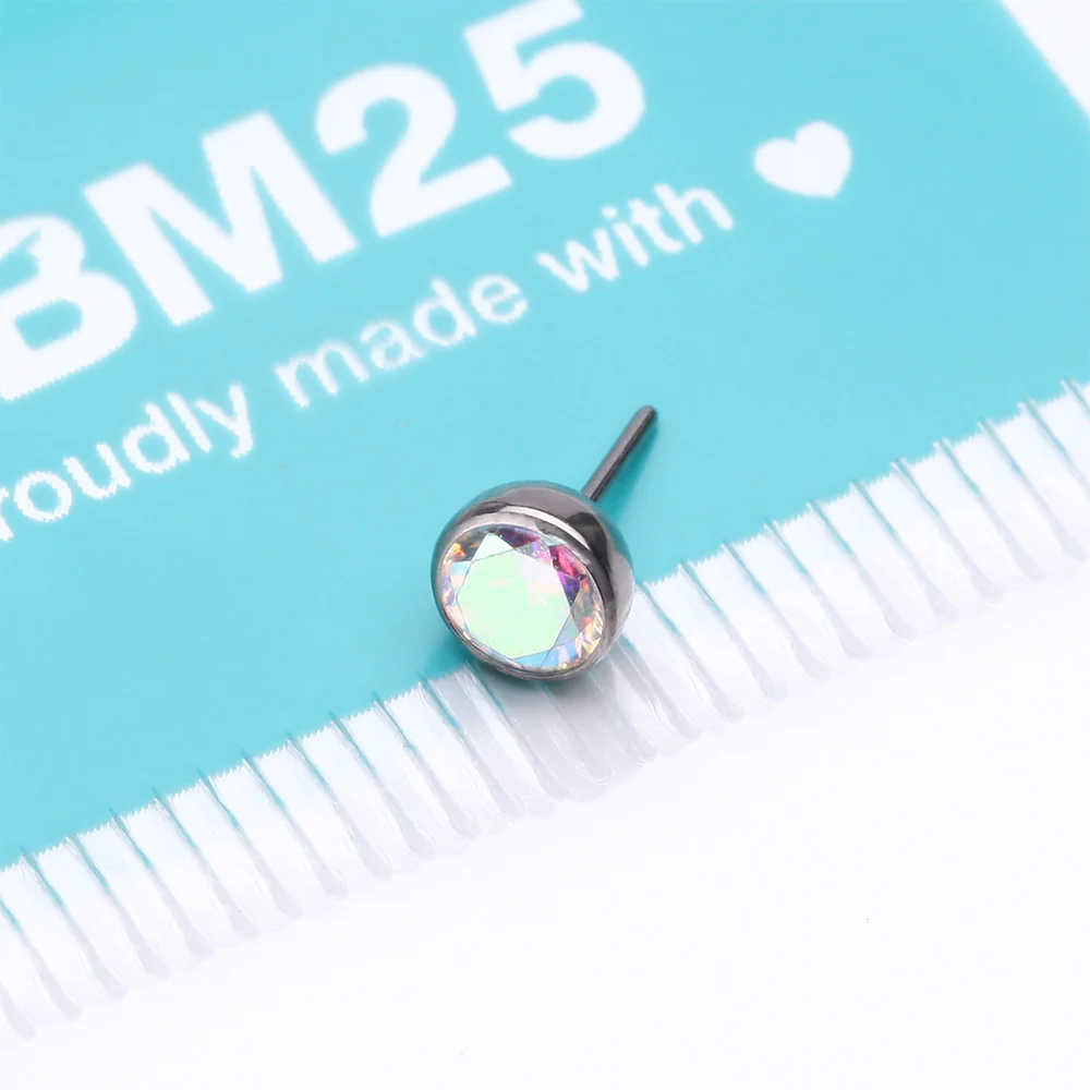 Implant Grade Titanium OneFit Threadless Bezel Set Sparkle Gem Top Part - Image 4