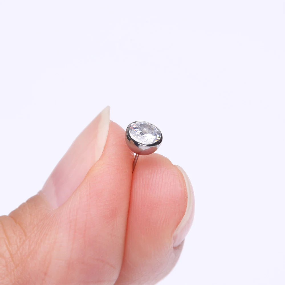 Implant Grade Titanium OneFit Threadless Bezel Set Sparkle Gem Top Part - Image 3