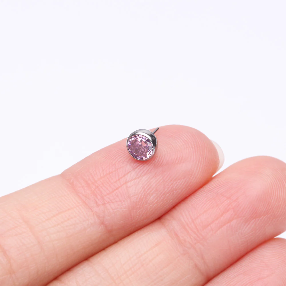 Implant Grade Titanium OneFit Threadless Bezel Set Sparkle Gem Top Part - Image 3