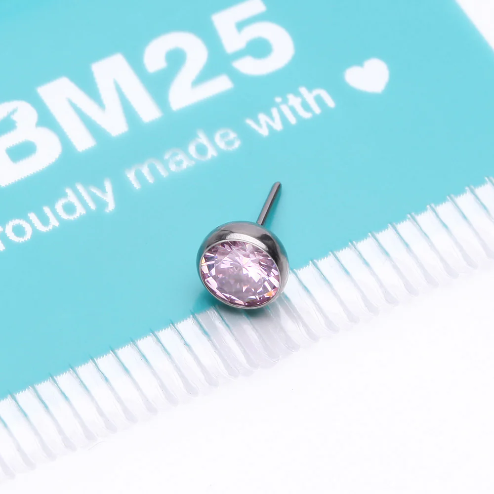 Implant Grade Titanium OneFit Threadless Bezel Set Sparkle Gem Top Part - Image 4