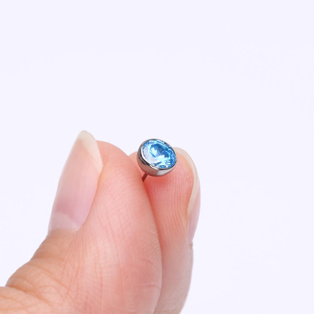 Implant Grade Titanium OneFit Threadless Bezel Set Sparkle Gem Top Part - Image 3